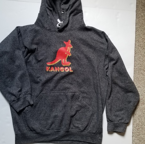 Kangol hooded logo gray sweatshirt grunge L - Picture 3 of 8